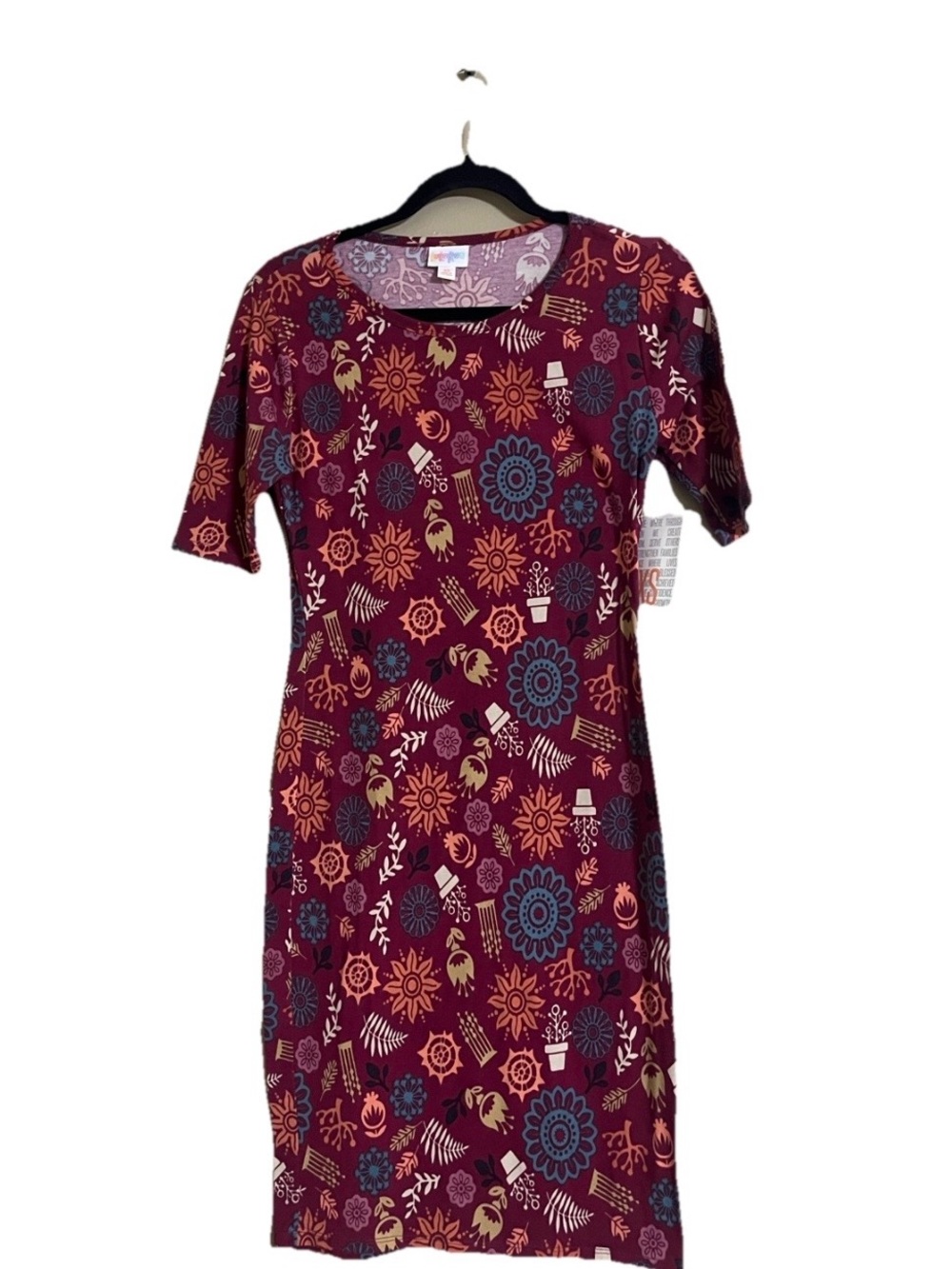 2/$30 LuLaRoe Dress SzXS JULIA Short Sleeves Stretchy Geometric Print Feminine